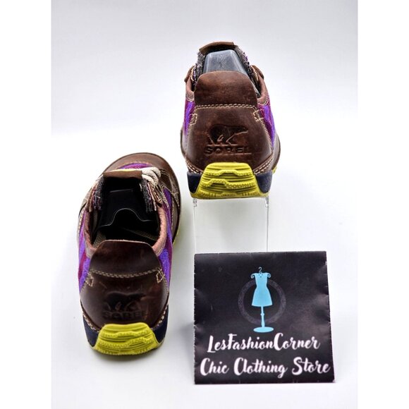 Sorel Women's Purple & Brown Mackenzie Lined Leather Plaid Sneakers Sz 6 379 - Picture 7 of 16